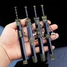 1pc Embroidered Spring And Autumn Sword Keychain, A Must-Have For History Collection Enthusiasts, Personalized Zinc Alloy Electroplated Sword Shaped Hanging Ornament, Creative Decorations For Anime Parties - embroidered spring knife - View 5