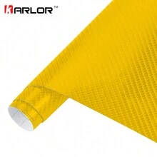 1 Rollo Pegatina De Coche De Vinilo De Fibra De Carbono 4d - Amarillo - Amarillo - Ver 6