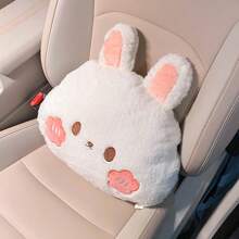 用 1 件可爱的女士冬季汽车座椅垫为您的爱车增添温暖 - 毛绒、加热、颈枕和腰部支撑，让您在冬季驾驶时保持温暖