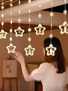 Cascada De Luces En Forma De Estrellas Con Adornos Navideños 3 Metros Led Amarillo/Calida. - Amarillo - Ver 1