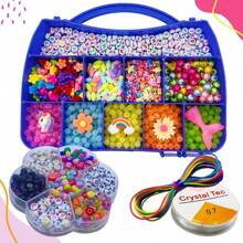 Kit Miçangas Para Pulseira Colar Infantil Maletas com 3.200 Peças + Silicone