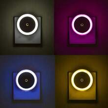 1 件白色圓形光環 Led 感應夜燈,附光控,插入式光源,節能燈,適用於臥室、床頭、環境照明 - 白色 - 查看 10