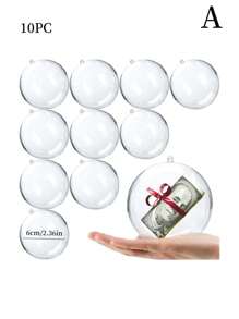 10 Piezas De Esferas Acrílicas Transparentes Huecas Y Rellenables Con 3 Tamaños Diferentes Para Decoración De Fiestas Diy - transparente - Ver 8