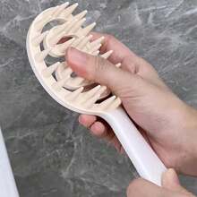 1 件頭皮按摩梳,軟橡膠,止癢,清潔頭皮,洗髮工具 - 米色 - 查看 4