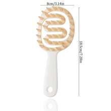 1 件頭皮按摩梳,軟橡膠,止癢,清潔頭皮,洗髮工具 - 米色 - 查看 3