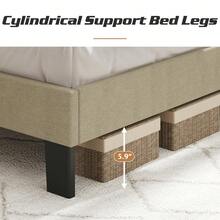 Gunji Bed Frame With Headboard Linen Upholstered Platform Bed, Headboard Adjustable, No Box Spring Needed, Noise Free - 米色 - 查看 4