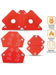 Escuadra Para Soldar Magnetica Juego 6 Pzs Herramienta Iman - Rojo - Ver 2
