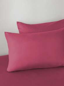 Juego De Sábanas Matrimonial De Unicolor Supersuave 3000 Hilos, Tejido Suave Y Agradable Para La Piel, Transpirable Y Cómodo, 4 Piezas / (1 Forro, 1 Sábana/ 2 Fundas) - Rosa Fucsia - Ver 3