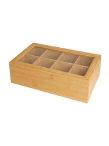 Casa Litus Caja Organizadora para Té Fabricada 100% con Madera de Bambú, 8 Compartimentos, Diseño Minimalista, Compacto y Multifuncional, Caja de Almacenamiento para Tisanas