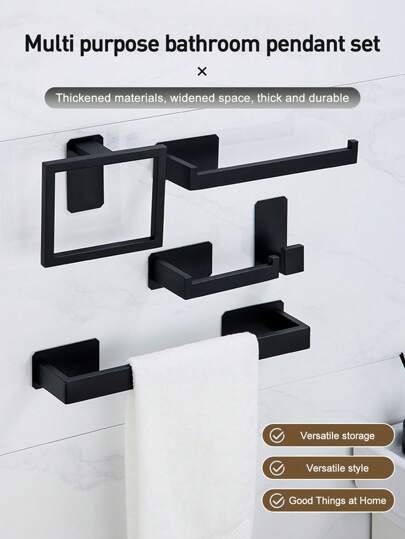 1pc Stainless Steel Towel Ring Holder Set, Round Towel Rack Bathroom Hanger, No Drilling Required