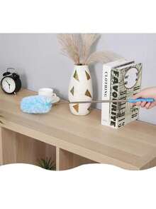 1pc Stainless Steel Washable Dust Brush With Telescopic Handle Household Superfine Fiber Dust Remover - Blue - View 6