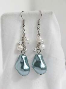 2入組復洛克風格假珍珠耳環，時尚配飾適用旅行和派對裝扮 - 仿巴洛克珍珠耳環 - 查看 12