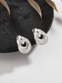 1對歐美風格酷炫扭曲褶皺紋理夾式耳環