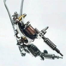 1pc Rap & Hip Hop Jewelry Creative Design Tattoo Machine Simulation Model Pendant Gothic Punk Rock Sweater Chain Necklace For Men With 70cm Chain - Silver - View 7