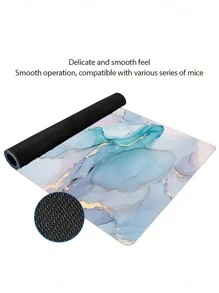 1pc, Stylish Marble Patterned Long Mousepad Computer HD Keyboard Pad For Game And Office Use, Non-Slip Mouse Pad Desk Mats Natural Rubber Anti-Slip Office Mouse Pad Gaming Mouse Pad