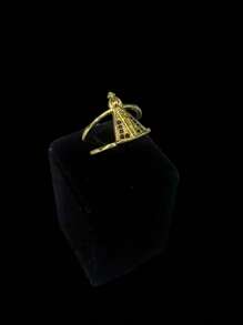 Anel Nossa Senhora Ajustável Cravejado - Banhado a Ouro 18k - Dourado - Visão 5