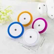 1 件白色圓形光環 Led 感應夜燈,附光控,插入式光源,節能燈,適用於臥室、床頭、環境照明 - 白色 - 查看 3