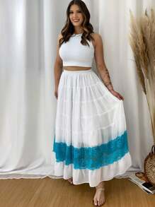 Women Skirts - Blue and White - View 4