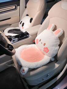 用 1 件可爱的女士冬季汽车座椅垫为您的爱车增添温暖 - 毛绒、加热、颈枕和腰部支撑，让您在冬季驾驶时保持温暖