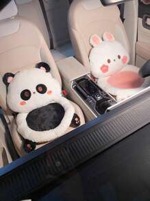 用 1 件可爱的女士冬季汽车座椅垫为您的爱车增添温暖 - 毛绒、加热、颈枕和腰部支撑，让您在冬季驾驶时保持温暖