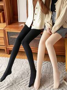 2pairs Black Skin-Friendly Autumn/Winter Thicken One-Piece Pantyhose For Women (With Thermal Lined ) - Multicolor - View 2