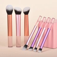 专业化妆刷套装，粉色透明手柄，7支装，包含散粉刷、腮红刷、修容刷、眼影刷、高光刷，美妆工具，化妆刷套装，化妆刷套装，化妆刷套装，全套化妆刷，化妆刷套装，全套化妆工具，化妆刷套装，化妆刷套装，化妆礼盒套装