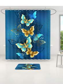 1 tấm rèm tắm cách nhiệt chống thấm nước bằng polyester hình bướm phong cách Bohemian, trang trí nhà cửa, có 12 móc; hoặc 4 tấm thảm phòng tắm bằng mút hoạt tính chống trượt dày 1,3cm, dùng để trang trí phòng tắm, sử dụng cho mọi tình huống, trang trí phòng tắm mùa thu, trở lại trường học - Nhiều màu - Xem 7
