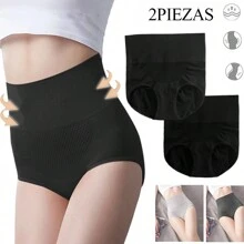 Calzones Cintura Alta Para Mujer Bragas Cintura Fina 2 Pcs - Negro - Ver 1