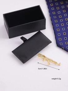 1 Set Creative Gold Gun Shaped Tie Clip Gift Box Packing For Men'S Daily Wear - Yellow Gold - View 1