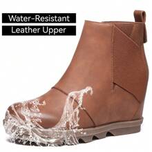 Women'S Wedge Boots Comfortable Ankle Wedge Booties - Brown - View 4