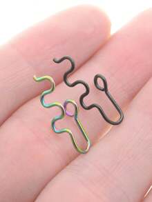 4入組蛇形式假鼻環,夾式耳罩,無需穿孔,可彎曲20g不銹鋼,0.8mm線徑,時尚女性休閒人造穿孔身體飾品