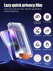 1 pièce Film protecteur d'écran anti-espionnage, dureté 9H, facile à appliquer, couverture plein écran, résistant aux rayures, anti-poussière, résistant à l'eau, compatible avec iPhone 16/16 Plus/15 Pro/15 Pro Max/14/14 Plus/14 Pro/14 Pro Max/13/13 Pro/13 Pro Max/12/12 Pro/12 Pro Max/11/11 Pro/11 Pro Max/X/XS/XS MAX/XR