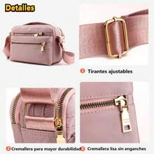 Bolso Bandolera para Mujer, Bolsas Cruzadas para Mujeres, Nylon Bolsa Crossbody, Bolsa de Viaje Mensajero, Impermeable, Bolso Hombro Mano para Uso Diario,Viajes,Trabajo, Gran Capacidad, Ligero - Rosa - Ver 5
