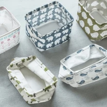 1 件印刷防水桌上收納盒附把手、布藝收納籃、雜物收納盒、雜物整理盒 - 橄欖綠 - 查看 5