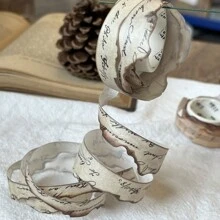 2cm*2m 复古仿旧和纸胶带 - 手稿片段系列不对称边缘烧焦工艺风景胶带适用于 DIY 剪贴簿、日记 - 彩色 - 查看 5