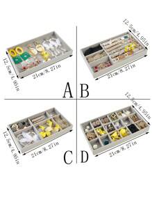 1入/4入輕奢絲絨珠寶收納展示盒,用於存放戒指、項鍊、手鍊、寶石、珠寶、耳釘、耳環、收納盒、珠寶盤 - 白色 - 查看 3