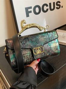 晚宴包 婚禮包 防水防盜鱷魚紋純色高級單肩包 斜跨包 靜謐奢華時尚典雅華麗精致優雅豪華適用於聚會和舞會和晚宴/慶祝會 上好的禮物（聚會女孩禮物/假日禮物/年輕女孩和女白領的禮物） - 綠色 - 查看 3