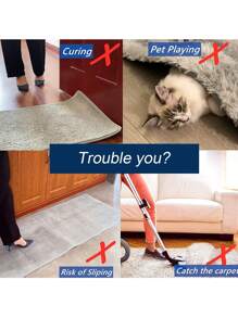 4pcs Carpet Gripper, Anti-slip Rug Tape, Washable And Reusable Rug Holder, Double-sided Anti-curling Rug Gripper, For Carpets, Hardwood Floors, Tiles, Mats - Black - View 4