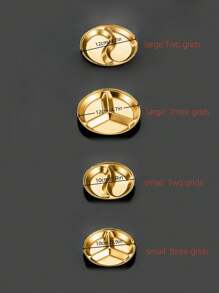 不鏽鋼小圓形調味碟,適用於調味汁、醋、小吃,帶有隔板 - 金色 - 查看 9