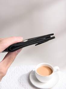 Ultracienki portfel męski, krótki męski portfel składany na banknoty, portmonetka, etui na karty, mini etui na karty, unisexowy portfel skórzany