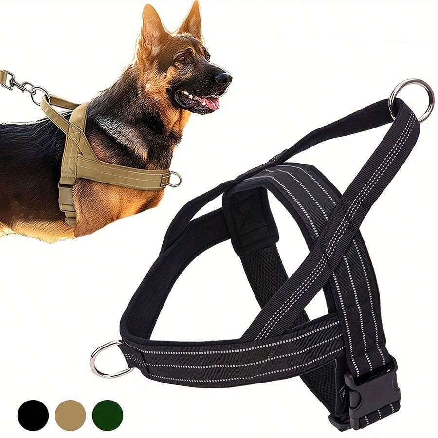 1件尼龍狗胸掛式背帶馬甲式項圈寵物背帶教練寵物外套,適用於狗 - 黑色 - 查看 1