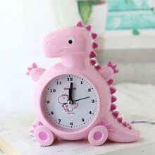 1只可愛的小恐龍造型卡通鬧鐘，懶人床頭櫃時鐘附夜燈 - 粉色 - 查看 1