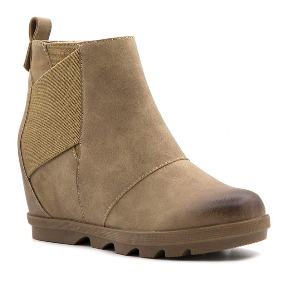 Women'S Wedge Boots Comfortable Ankle Wedge Booties - 卡其色 - 查看 1