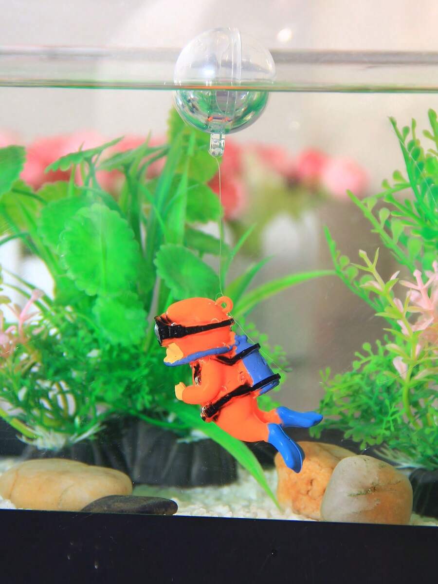 Mini Pecera De Escritorio Para Acuario, Decoración Flotante Novedosa Adecuada Para Acuario, Pecera, 1 Ud. - Naranja - Ver 1