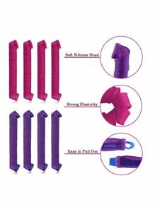 21pcs Spiral Curling Iron Hair Salon Professional Tools No Hot Curling Iron No Hot Curling Iron No Hot Curling Tools Elastic Hair Rope High-End Knotted Elastic Hair Accessories High Ponytail Hair Band Ladies Elastic B And High Elasticity Suitable For Daily Wear Casual,Pink Accessories ,Hair Styling Tools