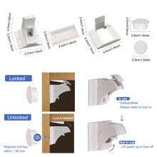 10 Locks And 2 Keys Magnetic Cabinet Locks For Baby , Invisible Lock, Prevent Finger Pinching, Suitable For Drawer And Cabinet, Daily Use - White - View 2