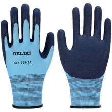 手套,勞動保護,耐磨工作,輪胎,橡膠泡沫橡膠,建築工地工作,防滑,透氣和橡膠浸渍乳膠保護 - 藍色 - 查看 6