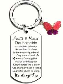 來自侄女的不鏽鋼鑰匙扣,最好的阿姨永遠禮物,母親節聖誕節禮物 - 銀色 - 查看 5