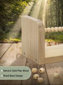 SUMGAR Wandregale in Holzoptik für Kinder, Design mit Holzperlen, Set von 3 schwebenden Wandregalen mit Holzperlen, Dekoration und Aufbewahrung für Kinderzimmer.