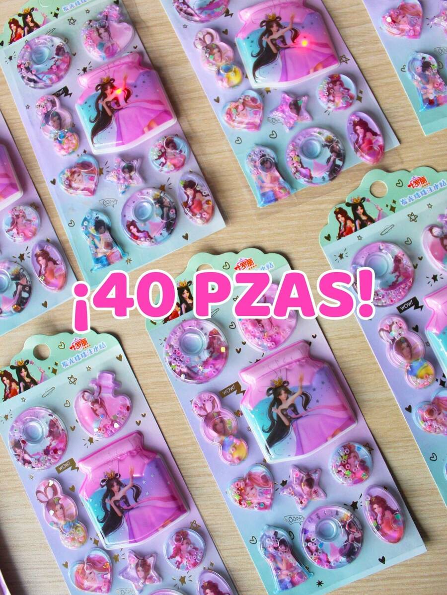 Adhesivos Surtidos_ESTAMPITA 3D / STICKERS DE DECORACION / Y ADHESIVOS CON LUZ /SET DE 40 PZ - Multicolor - Ver 1